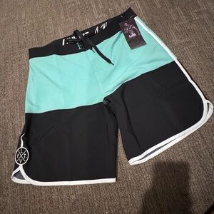 Live Fit Boardshorts - Black and Teal